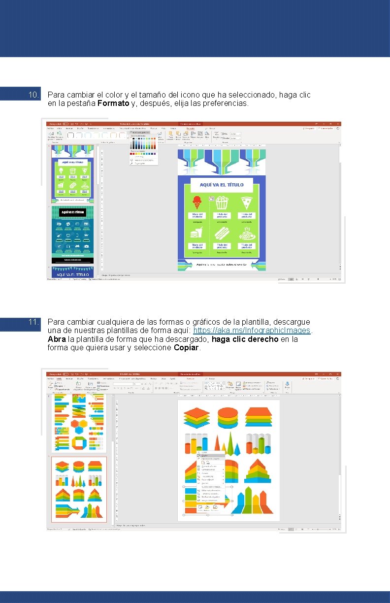 10. Para cambiar el color y el tamaño del icono que ha seleccionado, haga