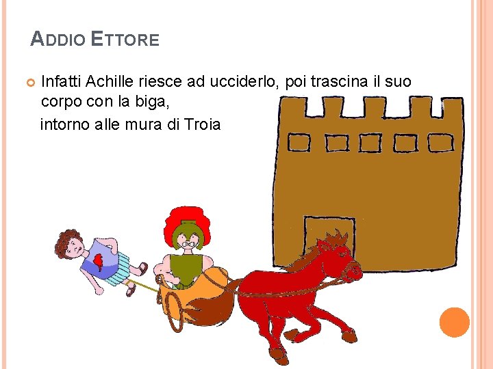 ADDIO ETTORE Infatti Achille riesce ad ucciderlo, poi trascina il suo corpo con la