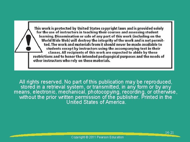 All rights reserved. No part of this publication may be reproduced, stored in a