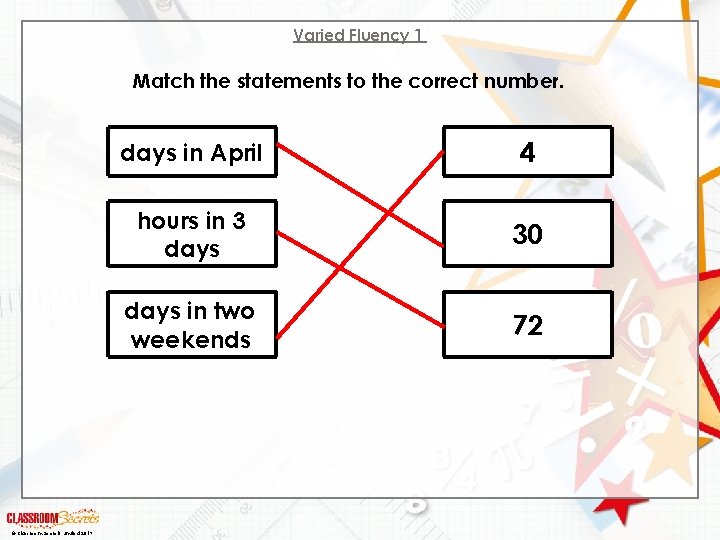 Varied Fluency 1 Match the statements to the correct number. © Classroom Secrets Limited