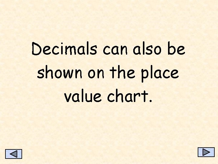 Decimals can also be shown on the place value chart. 