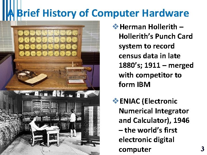 A Brief History of Computer Hardware v. Herman Hollerith – Hollerith’s Punch Card system A Brief History of Computer Hardware v. Herman Hollerith – Hollerith’s Punch Card system