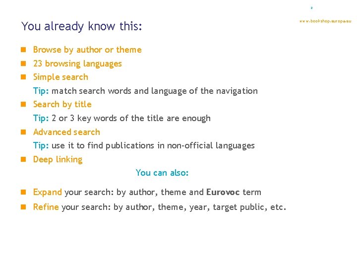 2 You already know this: n Browse by author or theme n 23 browsing