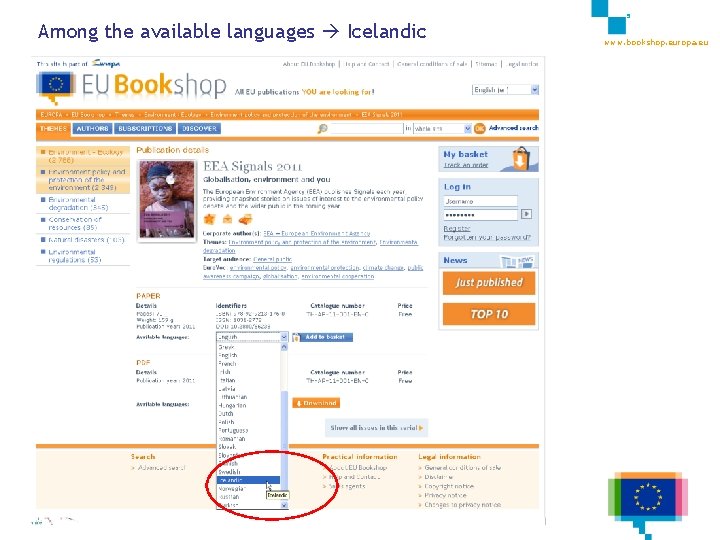 5 Among the available languages Icelandic www. bookshop. europa. eu 