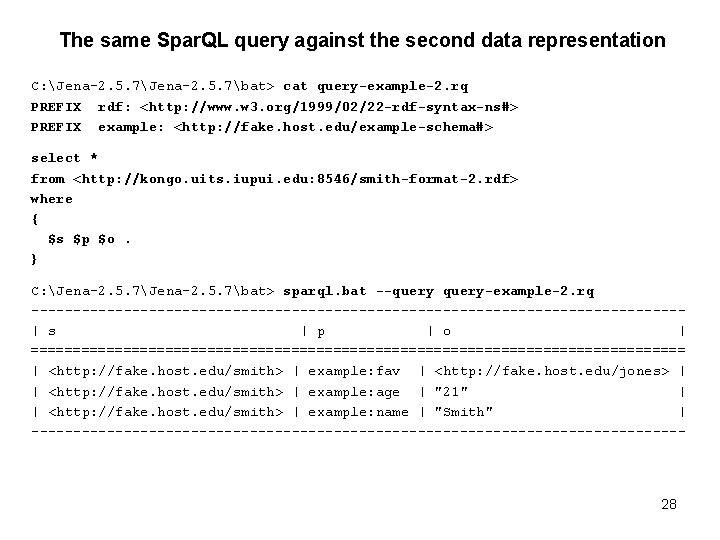 The same Spar. QL query against the second data representation C: Jena-2. 5. 7bat>