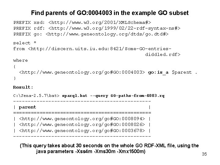 Find parents of GO: 0004003 in the example GO subset PREFIX xsd: <http: //www.