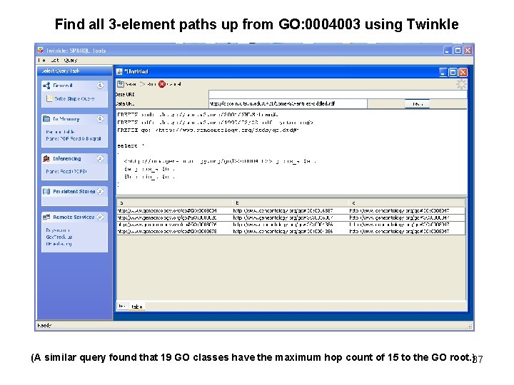 Find all 3 -element paths up from GO: 0004003 using Twinkle (A similar query