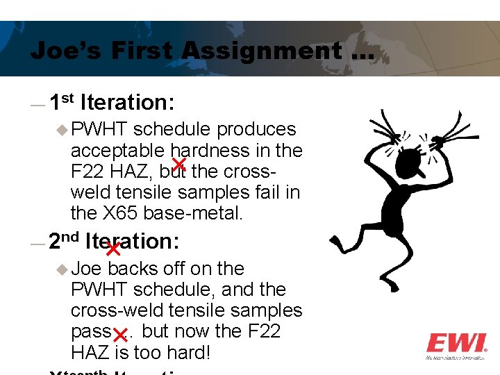 Joe’s First Assignment … ― 1 st Iteration: u PWHT schedule produces acceptable hardness