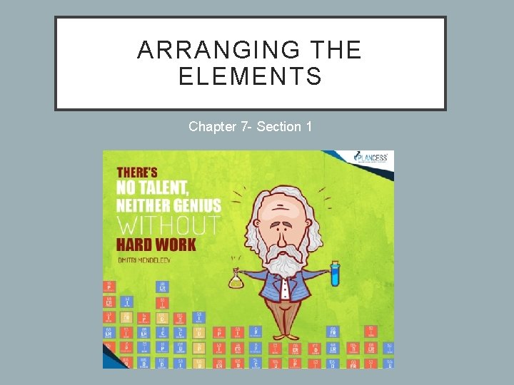 ARRANGING THE ELEMENTS Chapter 7 - Section 1 
