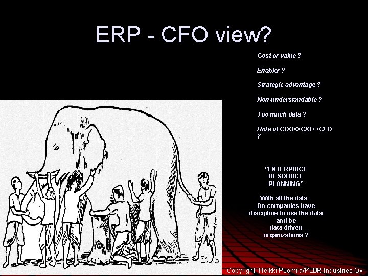 ERP - CFO view? Cost or value ? Enabler ? Strategic advantage ? Non-understandable