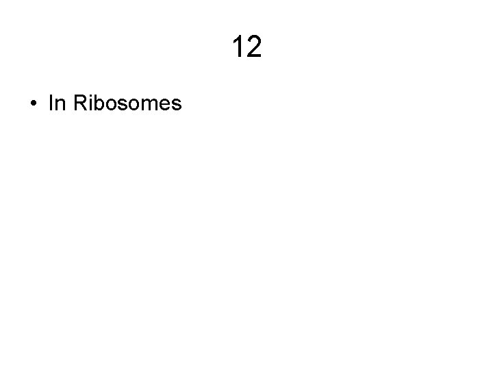 12 • In Ribosomes 12 • In Ribosomes