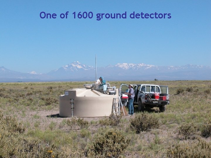 One of 1600 ground detectors Fri. Dec 3 Phy 107 Lecture 34 