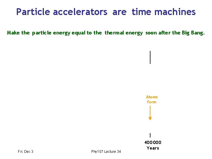 Particle accelerators are time machines Make the particle energy equal to thermal energy soon