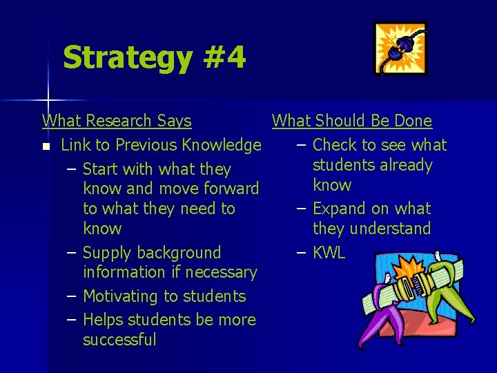 Strategy #4 What Research Says What Should Be Done n Link to Previous Knowledge