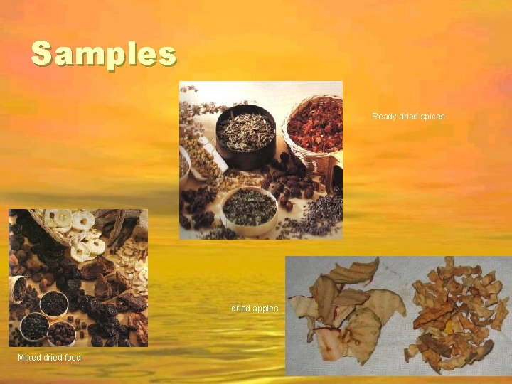 Samples Ready dried spices dried apples Mixed dried food 