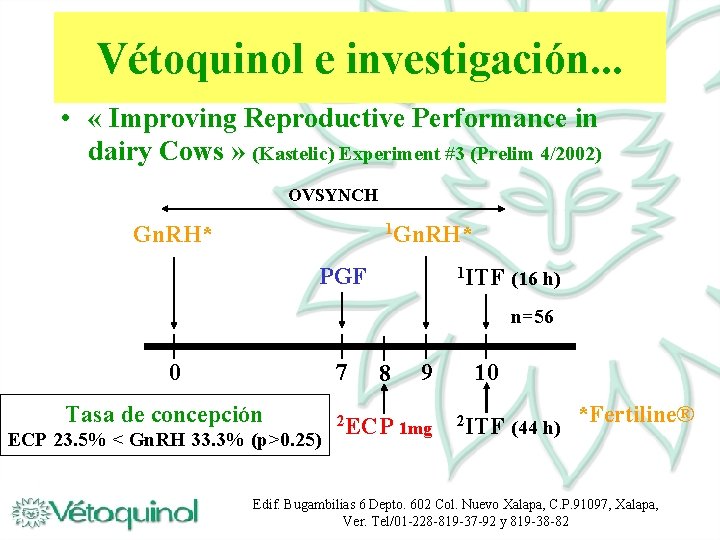 Vétoquinol e investigación. . . • « Improving Reproductive Performance in dairy Cows »