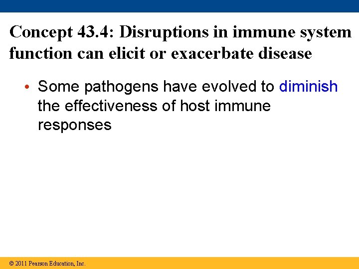 Concept 43. 4: Disruptions in immune system function can elicit or exacerbate disease •