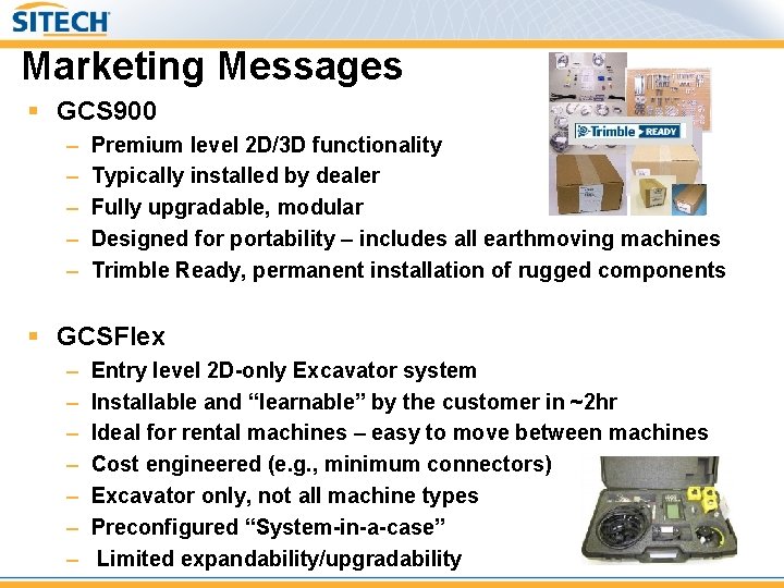 Marketing Messages § GCS 900 – – – Premium level 2 D/3 D functionality