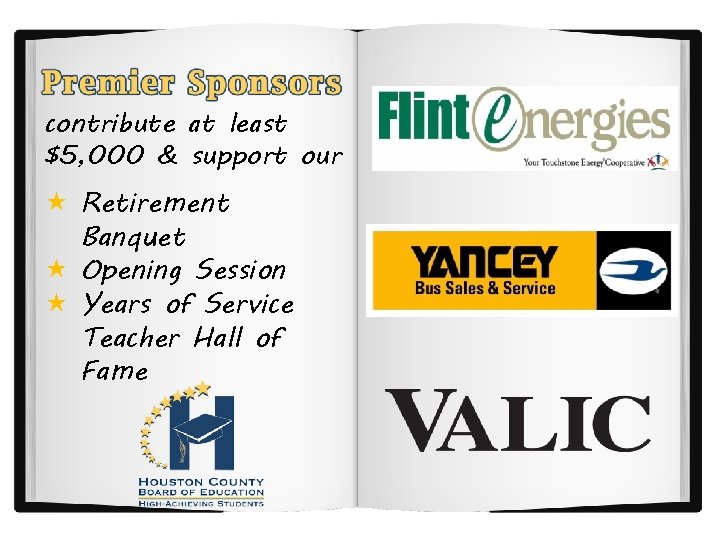 contribute at least $5, 000 & support our « Retirement Banquet « Opening Session