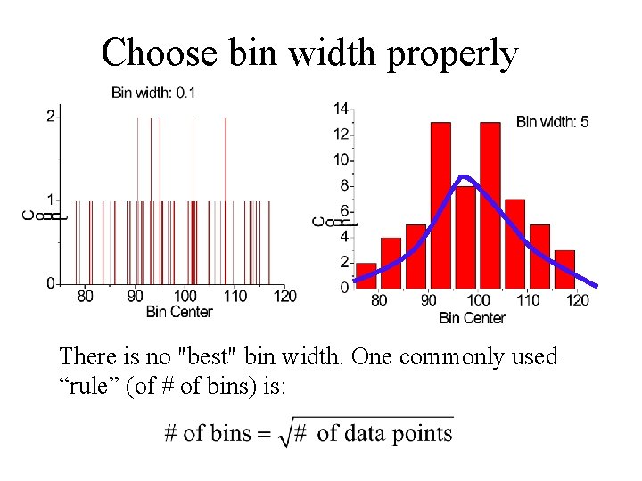 Choose bin width properly There is no "best" bin width. One commonly used “rule” Choose bin width properly There is no "best" bin width. One commonly used “rule”