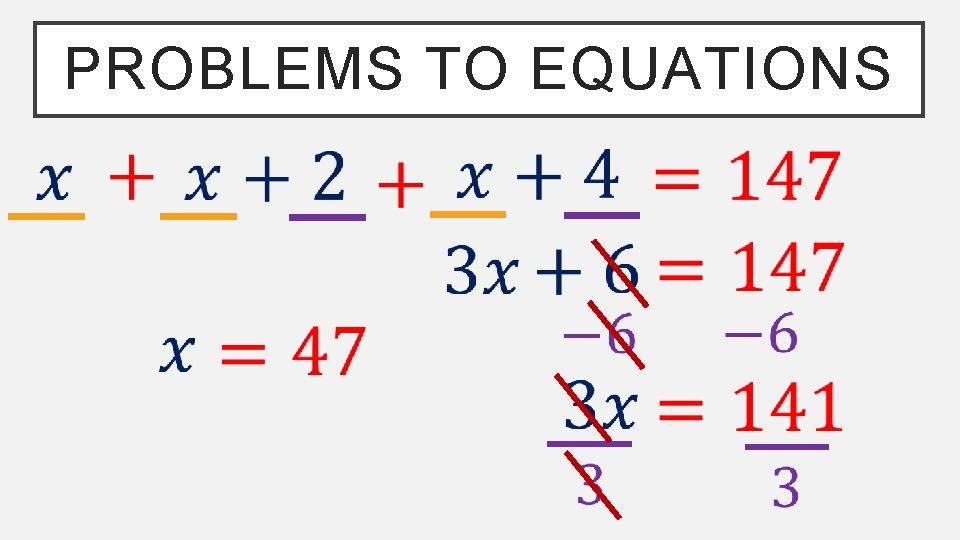 PROBLEMS TO EQUATIONS 