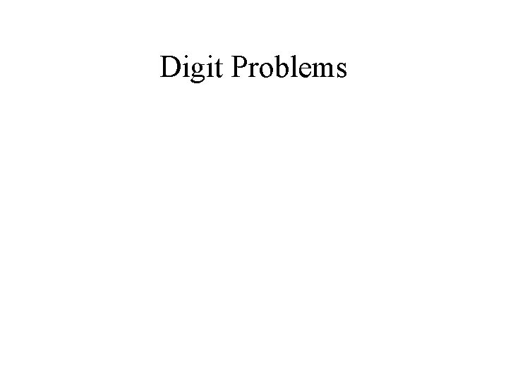 Digit Problems 