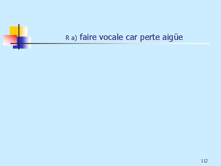 R a) faire vocale car perte aigüe 112 