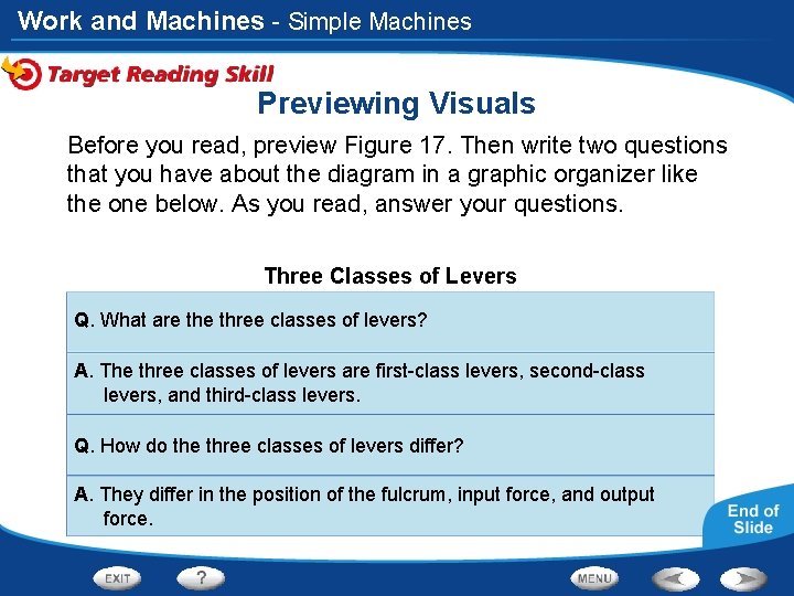 Work and Machines - Simple Machines Previewing Visuals Before you read, preview Figure 17.