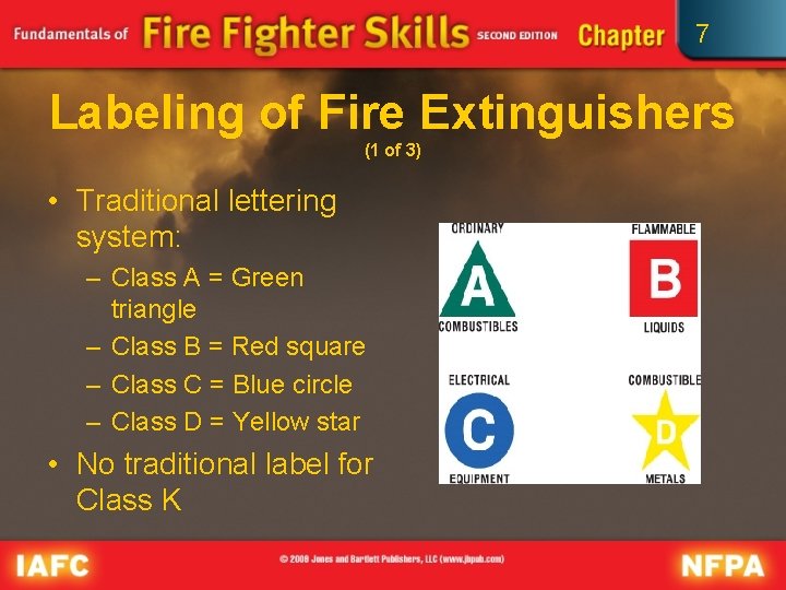 7 Labeling of Fire Extinguishers (1 of 3) • Traditional lettering system: – Class