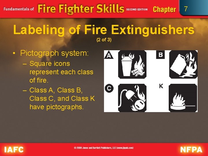 7 Labeling of Fire Extinguishers (2 of 3) • Pictograph system: – Square icons