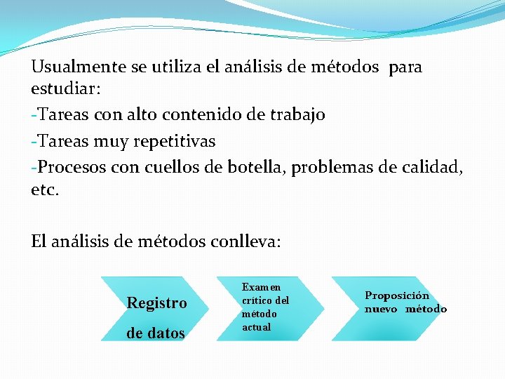 Usualmente se utiliza el análisis de métodos para estudiar: -Tareas con alto contenido de