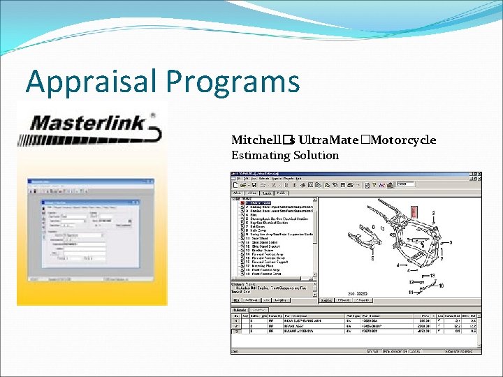 Appraisal Programs Mitchell�s Ultra. Mate� Motorcycle Estimating Solution 