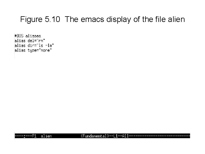 Figure 5. 10 The emacs display of the file alien 