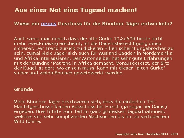 Aus einer Not eine Tugend machen! Wieso ein neues Geschoss für die Bündner Jäger