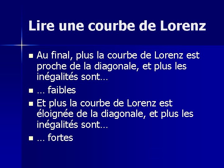 Lire une courbe de Lorenz Au final, plus la courbe de Lorenz est proche