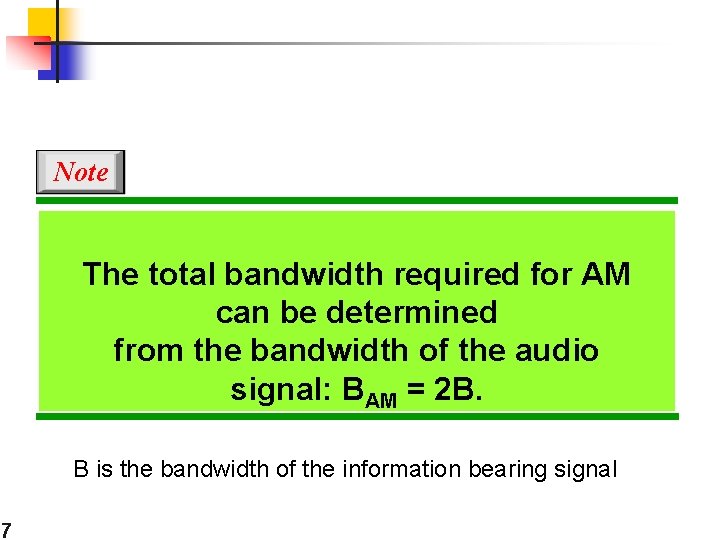 Note The total bandwidth required for AM can be determined from the bandwidth of