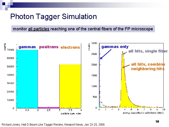 Photon Tagger Simulation monitor all particles reaching one of the central fibers of the