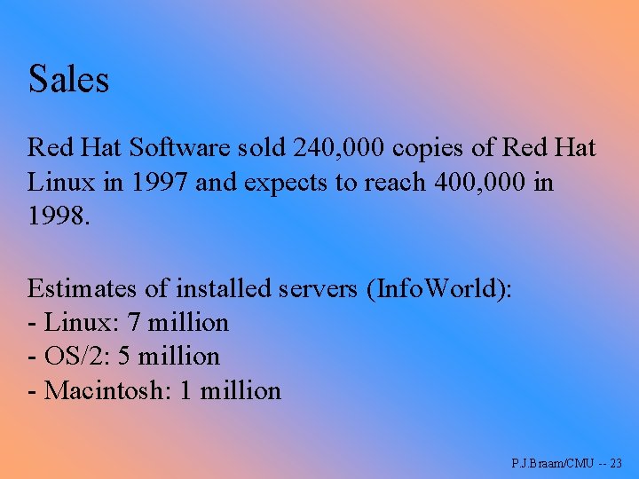 Sales Red Hat Software sold 240, 000 copies of Red Hat Linux in 1997