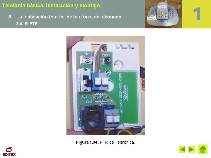 Telefonía básica. Instalación y montaje 3. La instalación interior de telefonía del abonado 3.