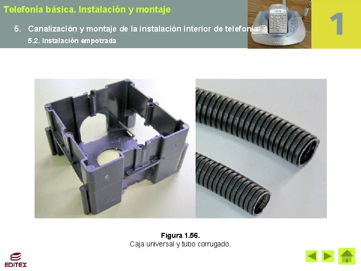 Telefonía básica. Instalación y montaje 5. Canalización y montaje de la instalación interior de