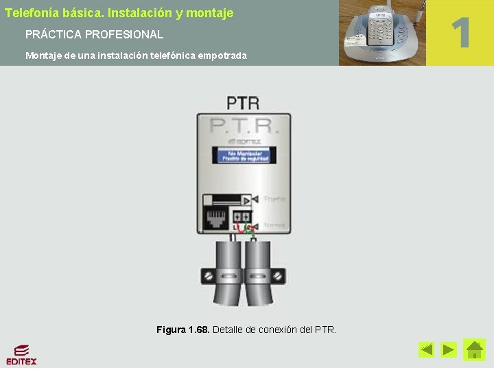 Telefonía básica. Instalación y montaje PRÁCTICA PROFESIONAL Montaje de una instalación telefónica empotrada Figura