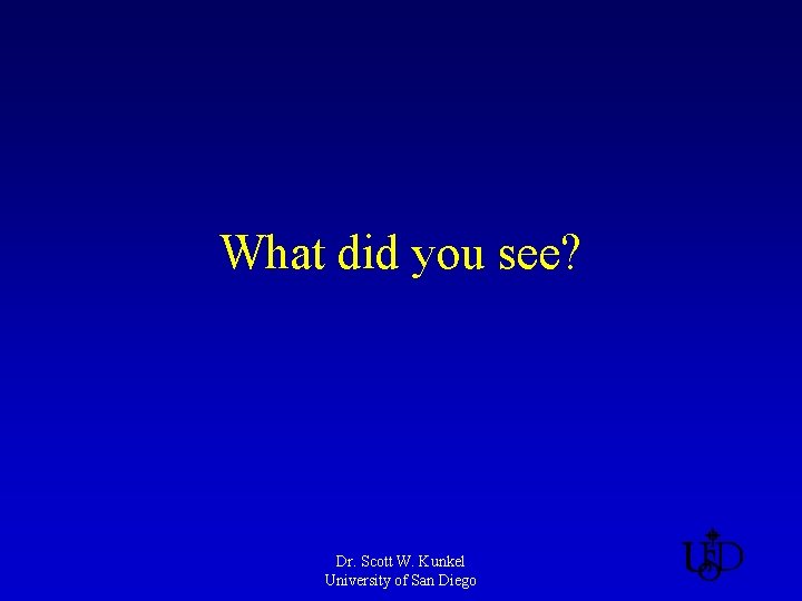 What did you see? Dr. Scott W. Kunkel University of San Diego 