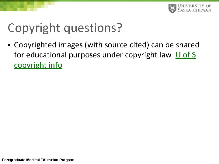 Copyright questions? § Copyrighted images (with source cited) can be shared for educational purposes