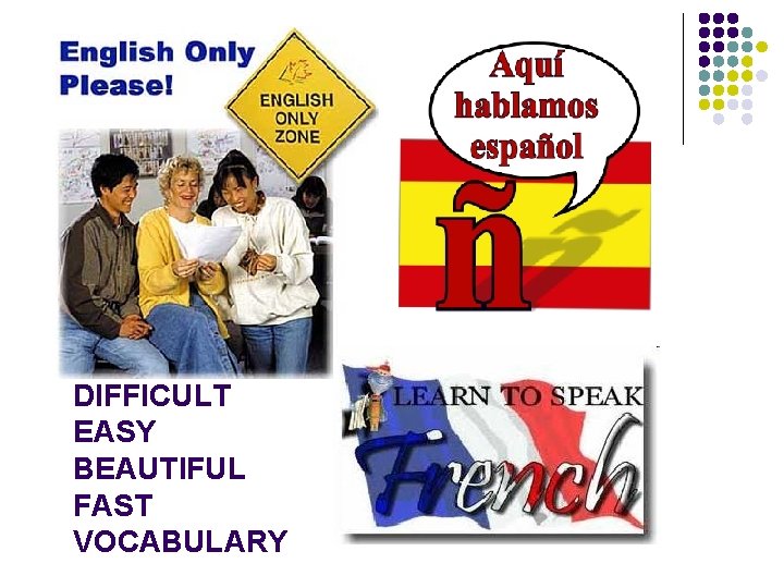 DIFFICULT EASY BEAUTIFUL FAST VOCABULARY 