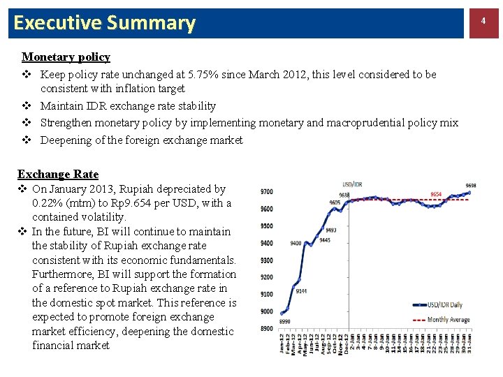 Executive Summary Monetary policy v Keep policy rate unchanged at 5. 75% since March