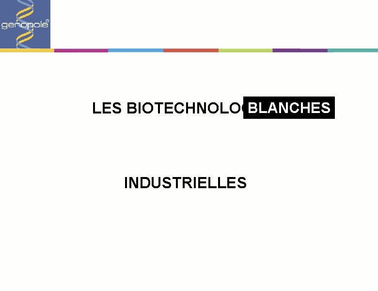 BLANCHES LES BIOTECHNOLOGIES INDUSTRIELLES 