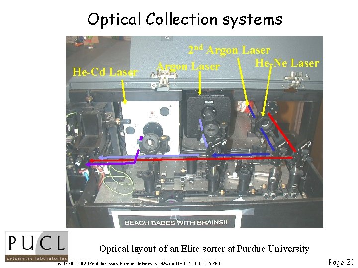 Optical Collection systems He-Cd Laser 2 nd Argon Laser He-Ne Laser Argon Laser Optical