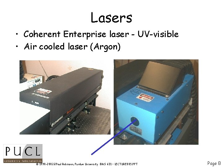 Lasers • Coherent Enterprise laser - UV-visible • Air cooled laser (Argon) © 1990
