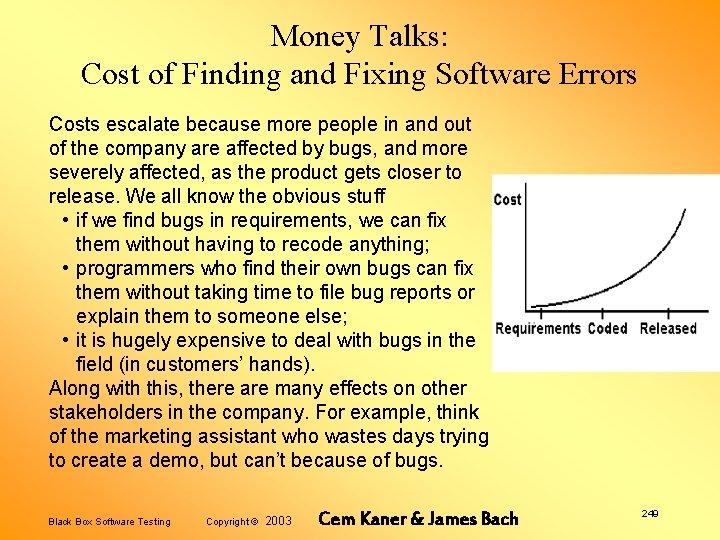 Money Talks: Cost of Finding and Fixing Software Errors Costs escalate because more people