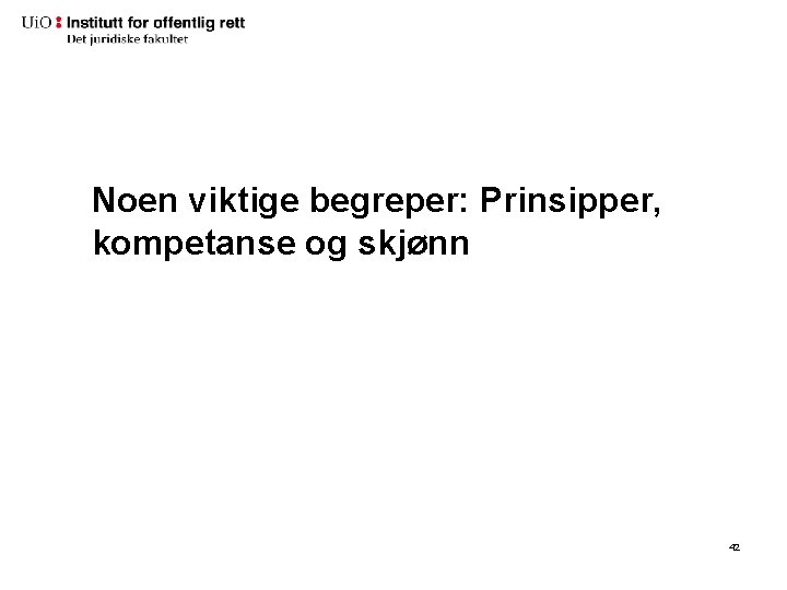 Noen viktige begreper: Prinsipper, kompetanse og skjønn 42 